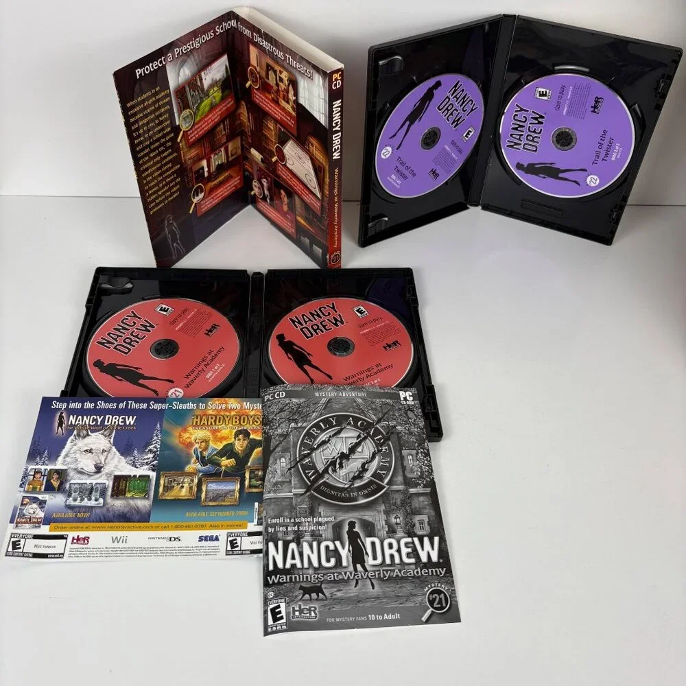 2 Nancy Drew Mystery Adventure PC CD-ROM Warnings At Waverly Trail Of The Twiste